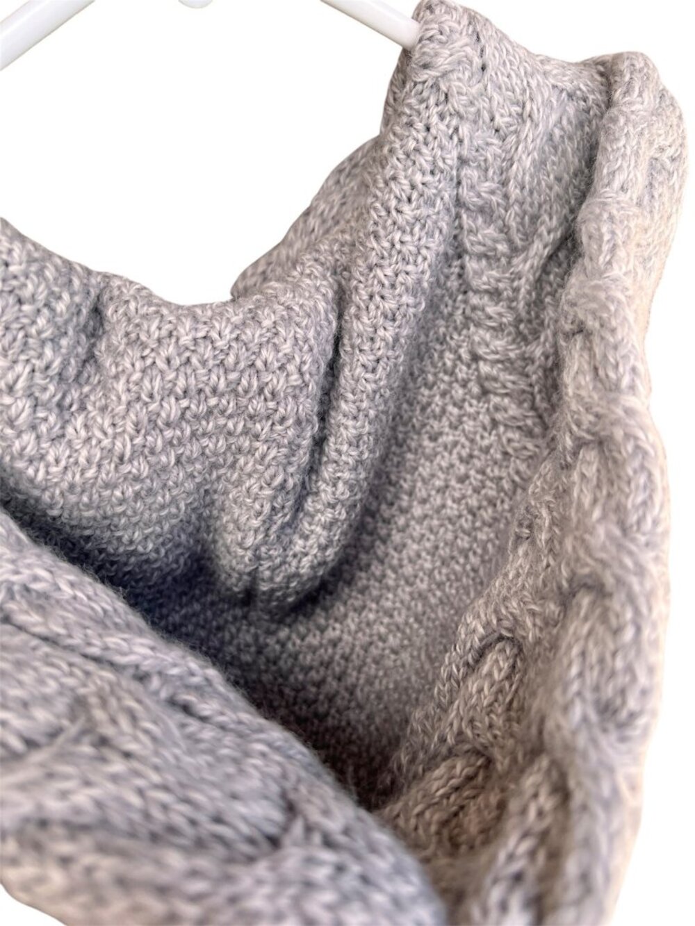 Aran Womens Tweed Poncho W/ Hood Size M/L Herringbone Merino Wool Sweater Lined - Picture 12 of 14